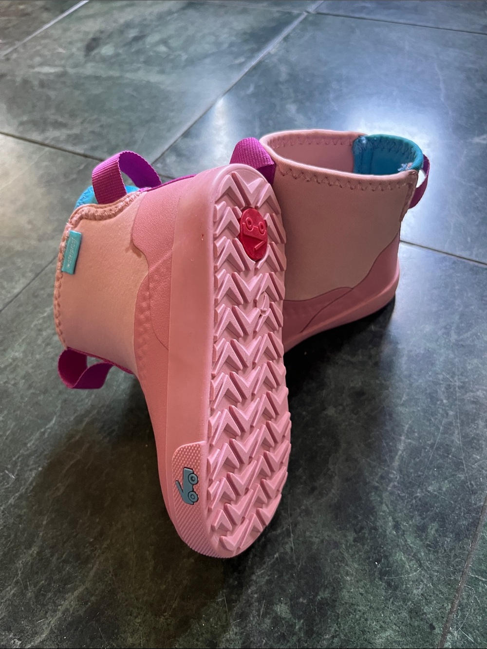 See Kai Run Pink Kids Waterproof Boots with Purple Pull Tabs